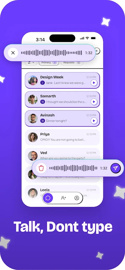 Yeapp chat list with voice messages - Talk, don't type
